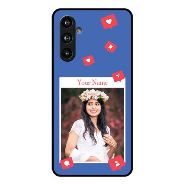 Samsung Galaxy F54 5G Custom Glass Phone Case - Like Share And Comment Design