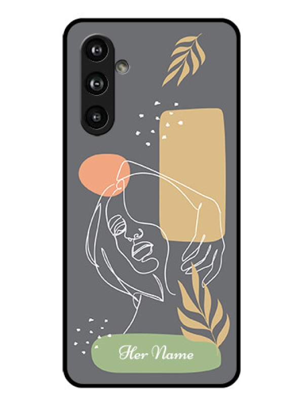 Custom Samsung Galaxy F54 5G Custom Glass Phone Case - Gazing Woman Line Art Design