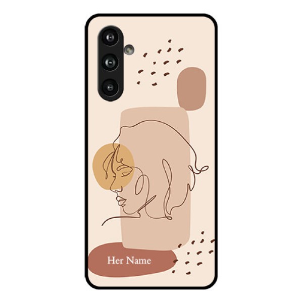 Samsung Galaxy F54 5G Custom Glass Phone Case - Calm Woman Line Art Design Samsung Galaxy F54 5G Custom Glass Phone Case - Calm Woman Line Art Design