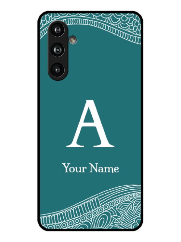Custom Samsung Galaxy F54 5G Custom Glass Phone Case - Line Art Pattern With Custom Name Design