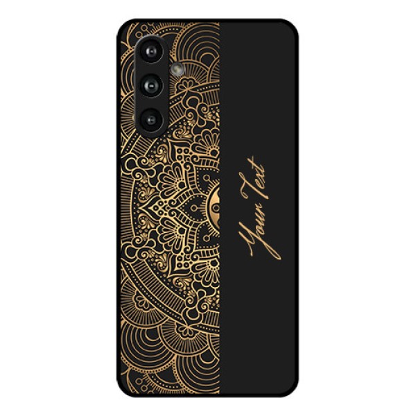 Samsung Galaxy F54 5G Custom Glass Phone Case - Mandala Art With Custom Text Design