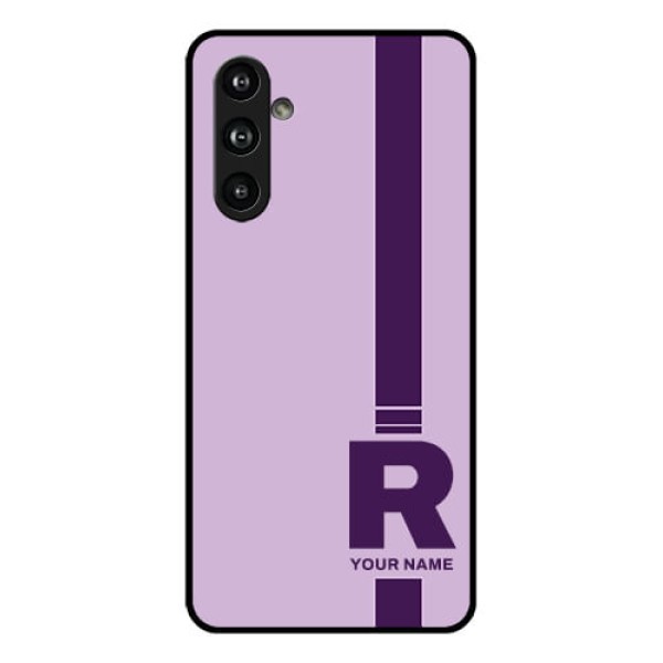 Samsung Galaxy F54 5G Custom Glass Phone Case - Simple Dual Tone Stripe With Name Design Samsung Galaxy F54 5G Custom Glass Phone Case - Simple Dual Tone Stripe With Name Design