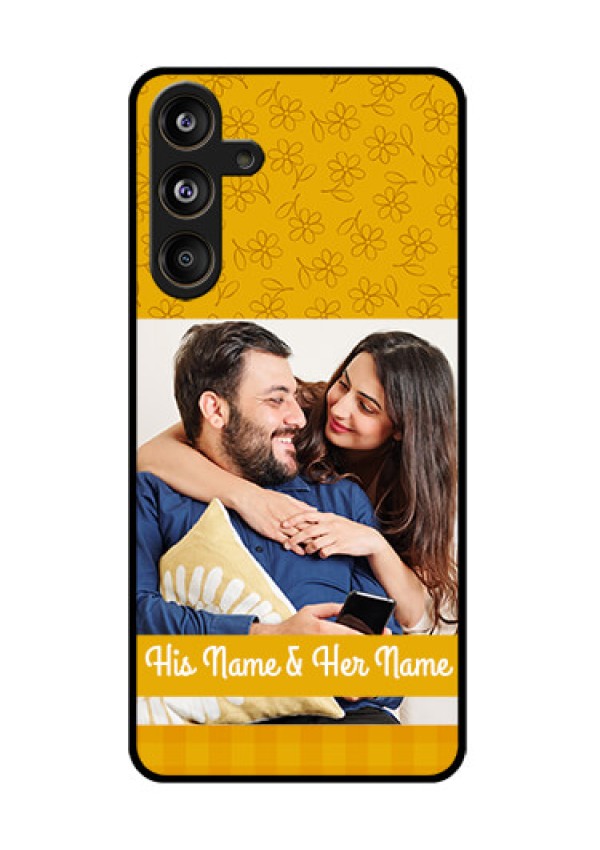 Samsung Galaxy F55 5G Custom Glass Phone CaseYellow Floral Design