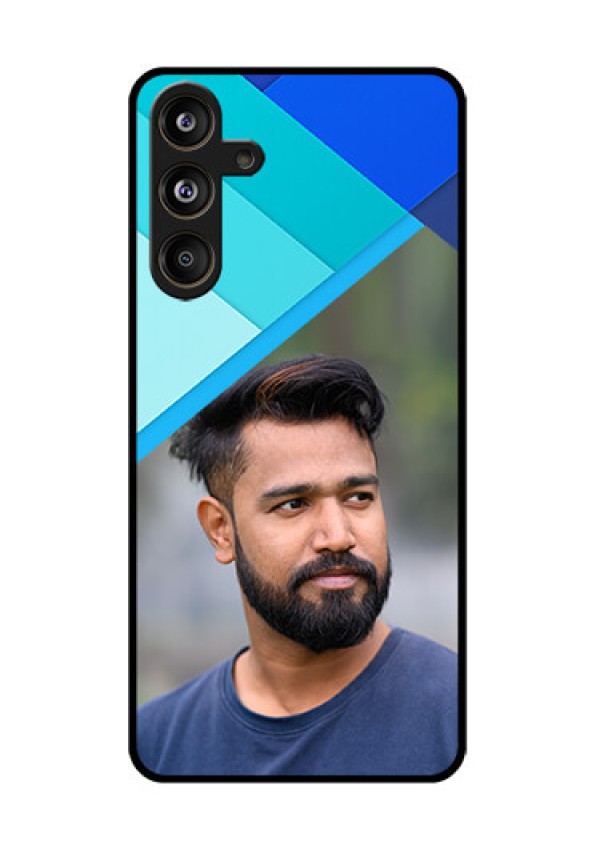 Samsung Galaxy F55 5G Custom Glass Phone CaseBlue Pattern Design