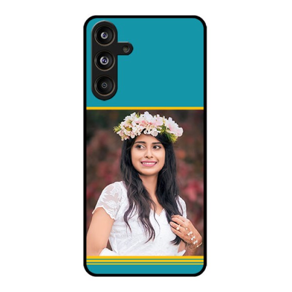 Samsung Galaxy F55 5G Custom Glass Phone CaseYellow and Blue Design Samsung Galaxy F55 5G Custom Glass Phone CaseYellow and Blue Design