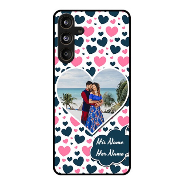 Samsung Galaxy F55 5G Custom Glass Phone CasePink and Blue Heart Design