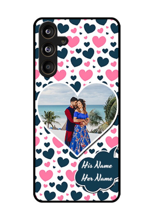 Samsung Galaxy F55 5G Custom Glass Phone CasePink and Blue Heart Design