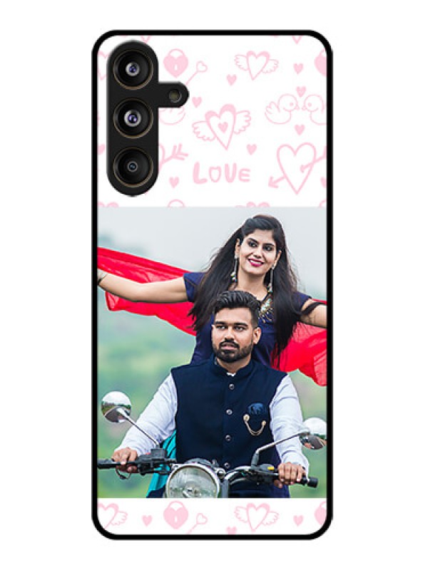 Custom Samsung Galaxy F55 5G Custom Glass Phone CasePink Flying Heart Design