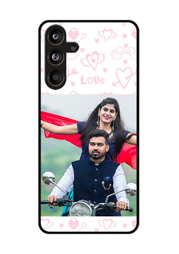 Samsung Galaxy F55 5G Custom Glass Phone CasePink Flying Heart Design