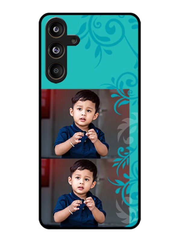 Custom Samsung Galaxy F55 5G Custom Glass Phone CaseWith Photo And Green Floral Design