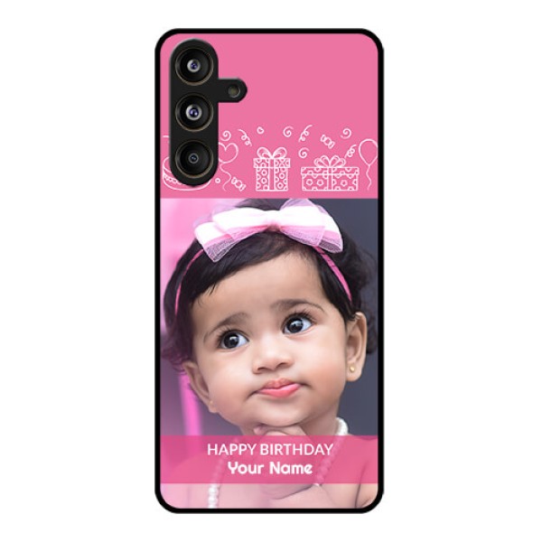 Samsung Galaxy F55 5G Custom Glass Phone CaseWith Birthday Line Art Design Samsung Galaxy F55 5G Custom Glass Phone CaseWith Birthday Line Art Design