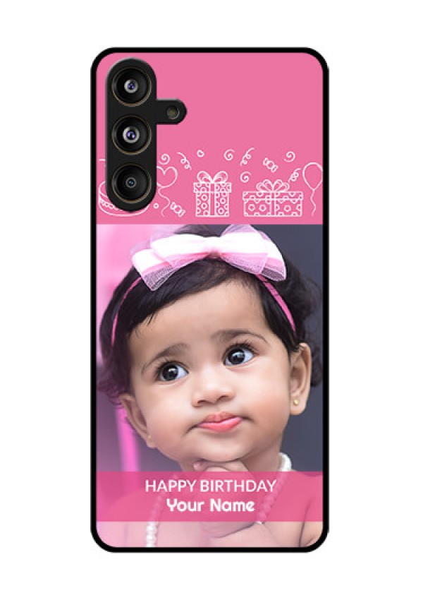 Samsung Galaxy F55 5G Custom Glass Phone CaseWith Birthday Line Art Design