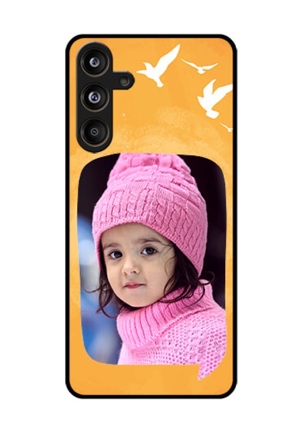 Samsung Galaxy F55 5G Custom Glass Phone CaseWater Color Design With Bird Icons