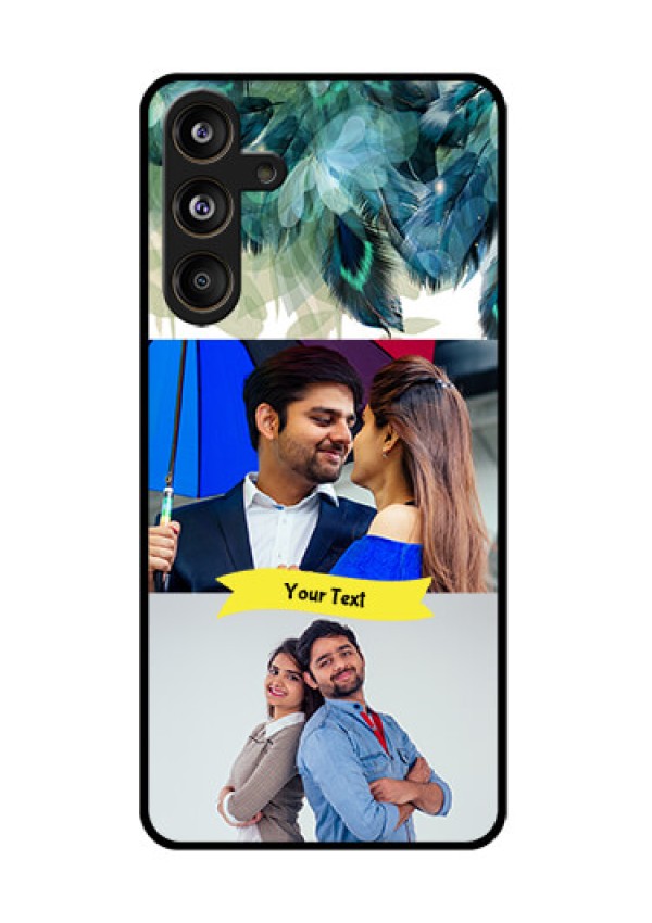 Samsung Galaxy F55 5G Custom Glass Phone CaseImage With Boho Peacock Feather Design