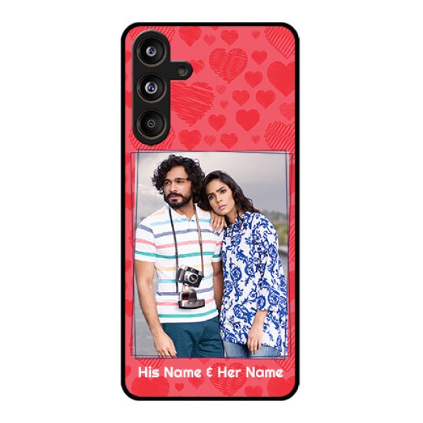 Samsung Galaxy F55 5G Custom Glass Phone CaseWith Red Heart Symbols Design Samsung Galaxy F55 5G Custom Glass Phone CaseWith Red Heart Symbols Design