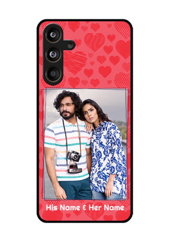 Samsung Galaxy F55 5G Custom Glass Phone CaseWith Red Heart Symbols Design