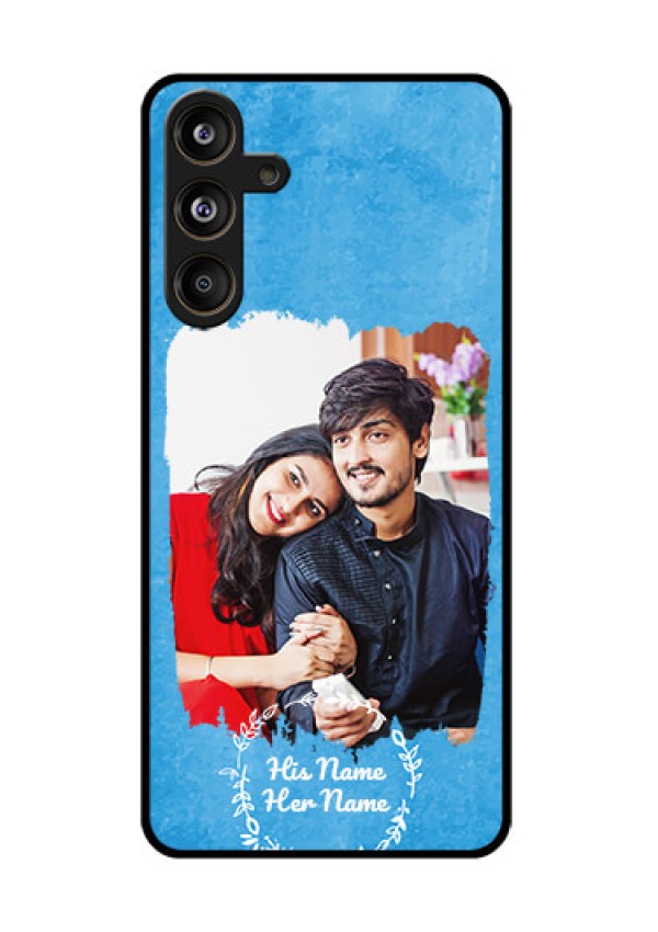 Galaxy F55 5G Custom Glass Phone Case - Blue Color Vintage Design