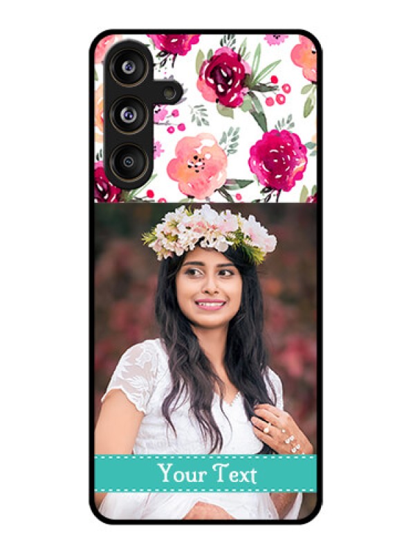 Custom Samsung Galaxy F55 5G Custom Glass Phone CaseWater Colors Floral Design