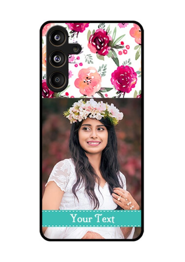 Samsung Galaxy F55 5G Custom Glass Phone CaseWater Colors Floral Design