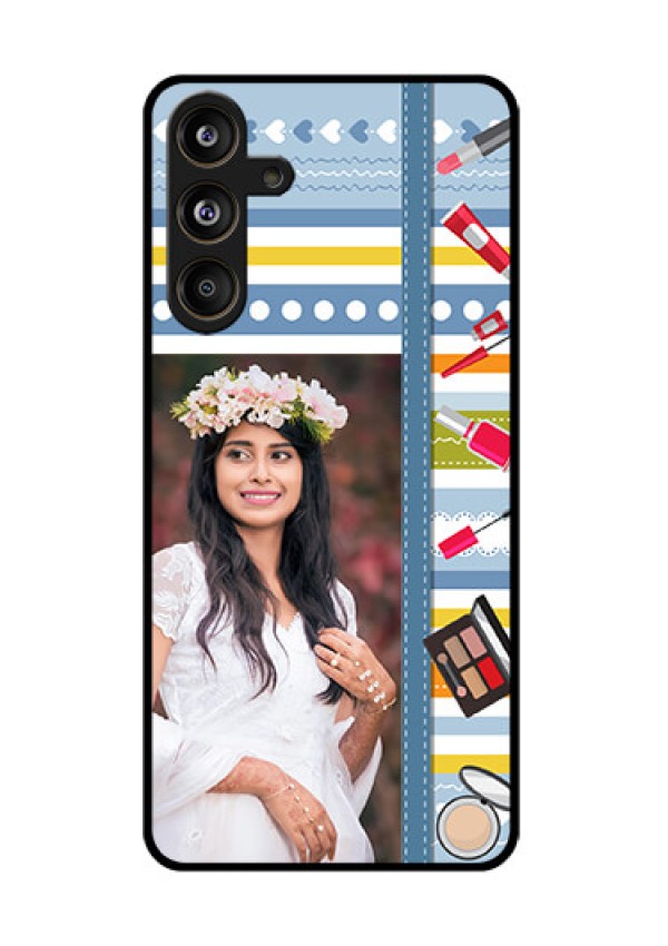 Samsung Galaxy F55 5G Custom Glass Phone CaseMakeup Icons Design