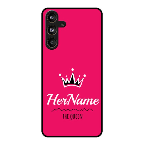 Samsung Galaxy F55 5G Custom Glass Phone CaseQueen With Name Design Samsung Galaxy F55 5G Custom Glass Phone CaseQueen With Name Design