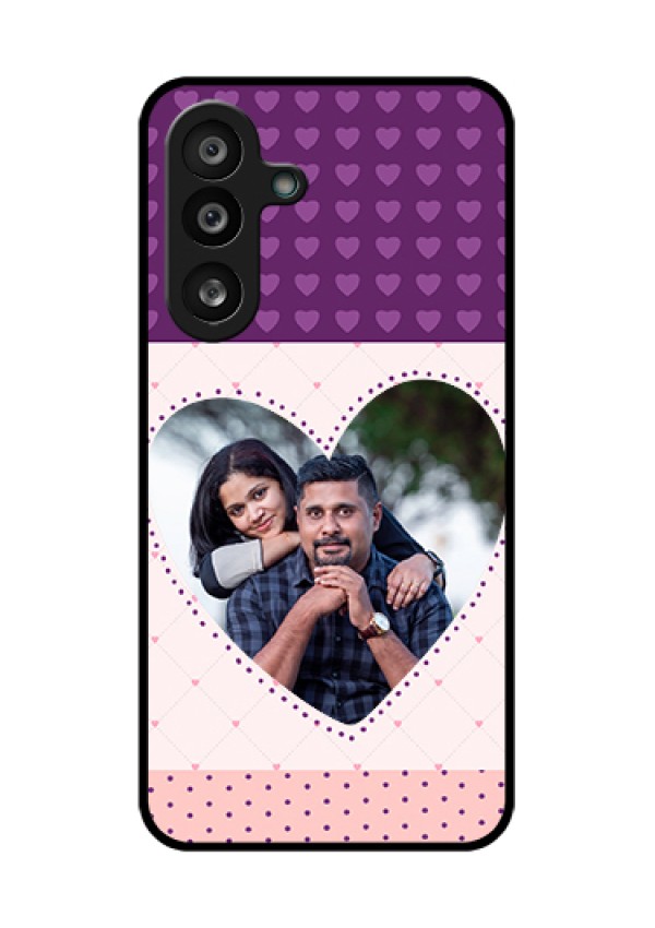 Samsung Galaxy F56 5G Custom Glass Phone Case - Violet Love Dots Design