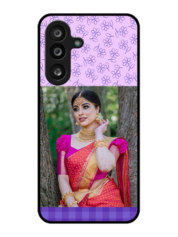 Custom Samsung Galaxy F56 5G Custom Glass Phone Case - Purple Floral Design