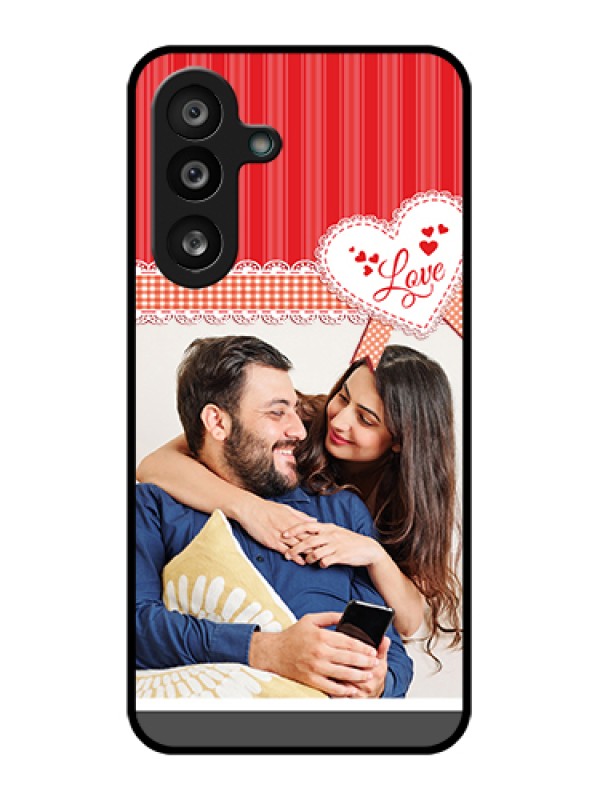 Custom Samsung Galaxy F56 5G Custom Glass Phone Case - Red Love Pattern Design