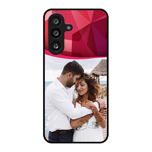 Samsung Galaxy F56 5G Custom Glass Phone Case - Red Abstract Design