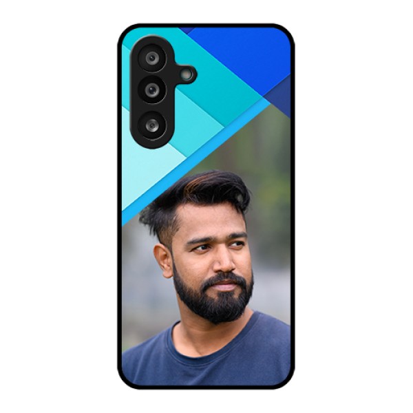 Samsung Galaxy F56 5G Custom Glass Phone Case - Blue Pattern Design