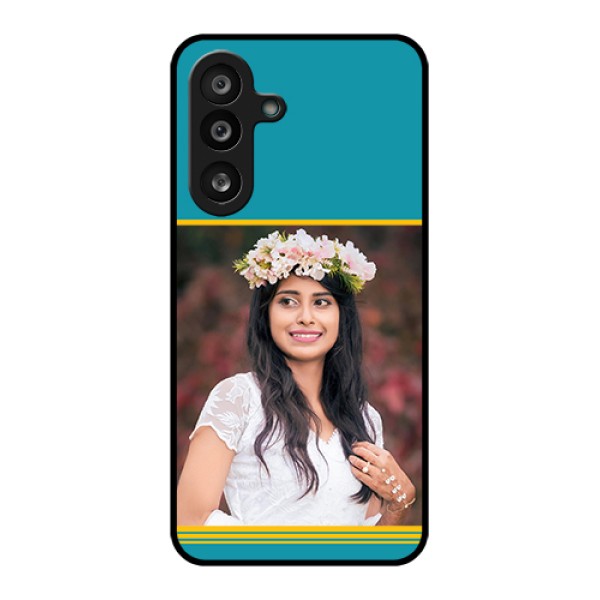 Samsung Galaxy F56 5G Custom Glass Phone Case - Yellow & Blue Design Samsung Galaxy F56 5G Custom Glass Phone Case - Yellow & Blue Design