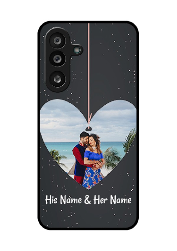 Samsung Galaxy F56 5G Custom Glass Phone Case - Hanging Heart Design