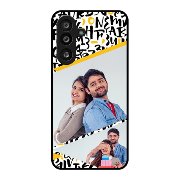 Samsung Galaxy F56 5G Custom Glass Phone Case - Letters Pattern Design Samsung Galaxy F56 5G Custom Glass Phone Case - Letters Pattern Design
