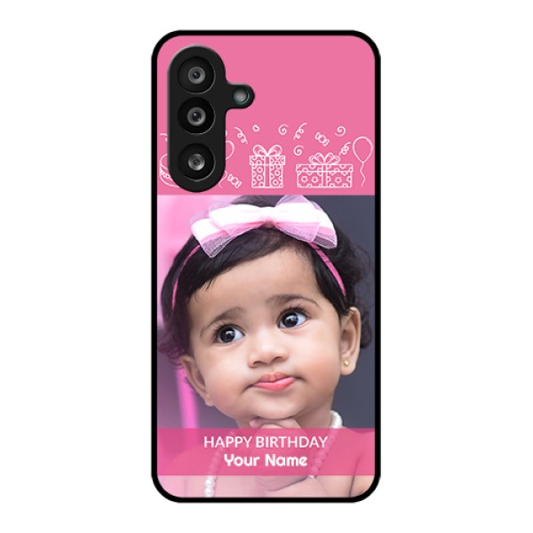 Samsung Galaxy F56 5G Custom Glass Phone Case - With Birthday Line Art Design Samsung Galaxy F56 5G Custom Glass Phone Case - With Birthday Line Art Design