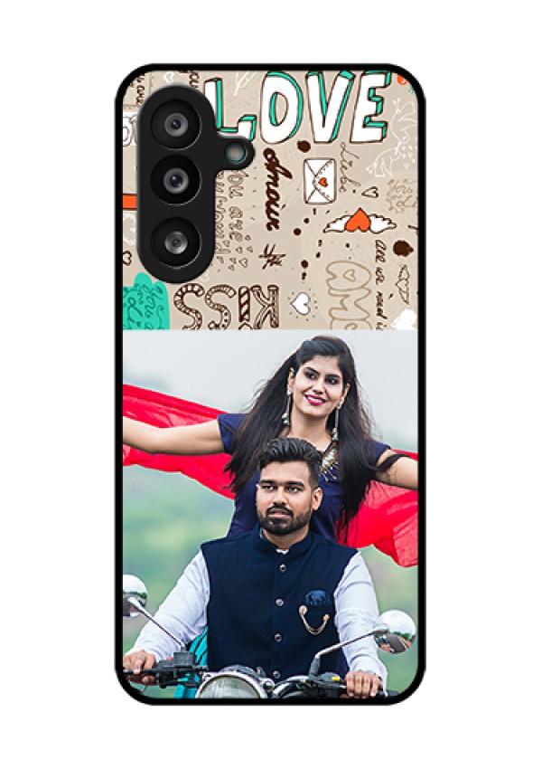 Samsung Galaxy F56 5G Custom Glass Phone Case - Love Doodle Pattern
