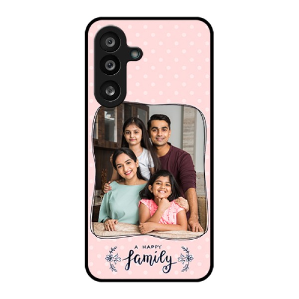 Samsung Galaxy F56 5G Custom Glass Phone Case - Family With Dots Design Samsung Galaxy F56 5G Custom Glass Phone Case - Family With Dots Design