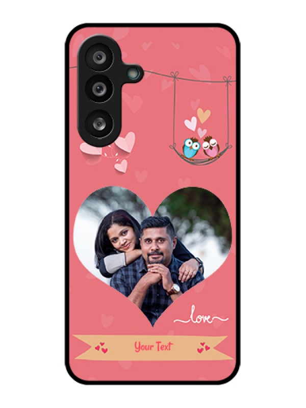 Custom Samsung Galaxy F56 5G Custom Glass Phone Case - Peach Color Love Design