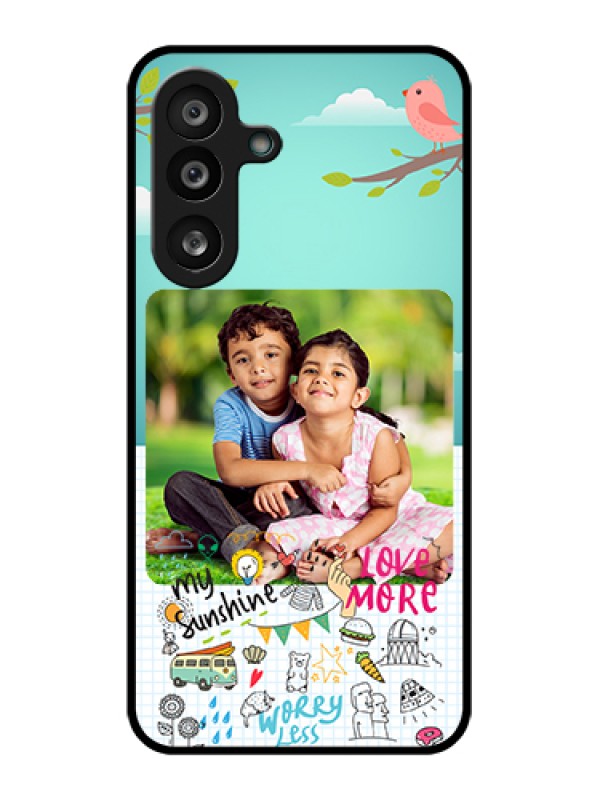 Custom Samsung Galaxy F56 5G Custom Glass Phone Case - Doodle Love Design