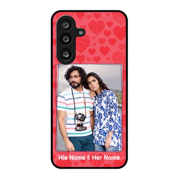 Samsung Galaxy F56 5G Custom Glass Phone Case - With Red Heart Symbols Design Samsung Galaxy F56 5G Custom Glass Phone Case - With Red Heart Symbols Design