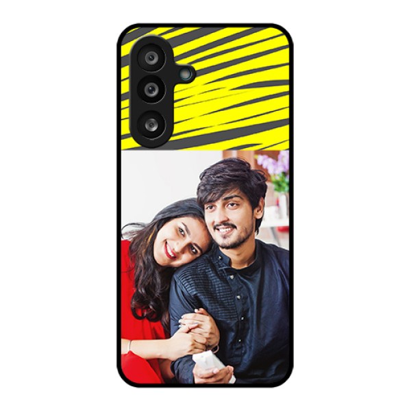 Samsung Galaxy F56 5G Custom Glass Phone Case - Yellow Abstract Design