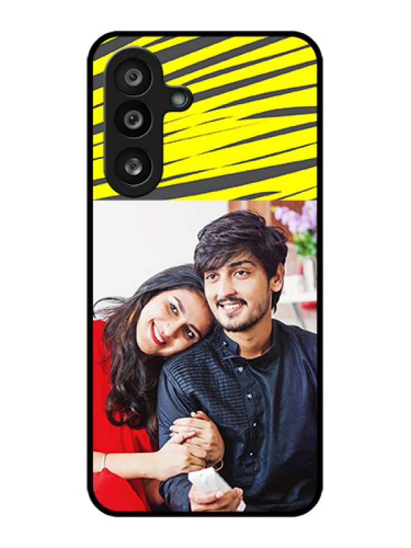 Custom Samsung Galaxy F56 5G Custom Glass Phone Case - Yellow Abstract Design