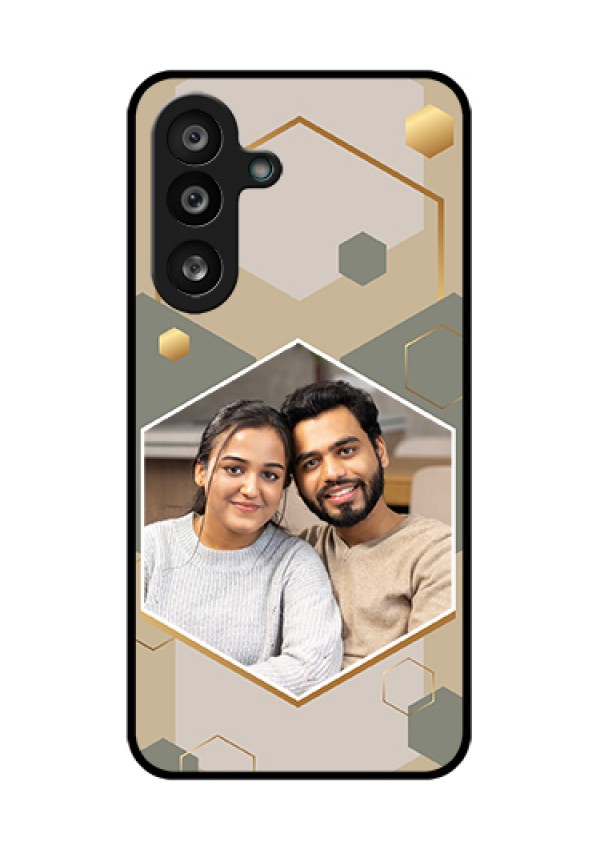 Samsung Galaxy F56 5G Custom Glass Phone Case - Stylish Hexagon Pattern Design