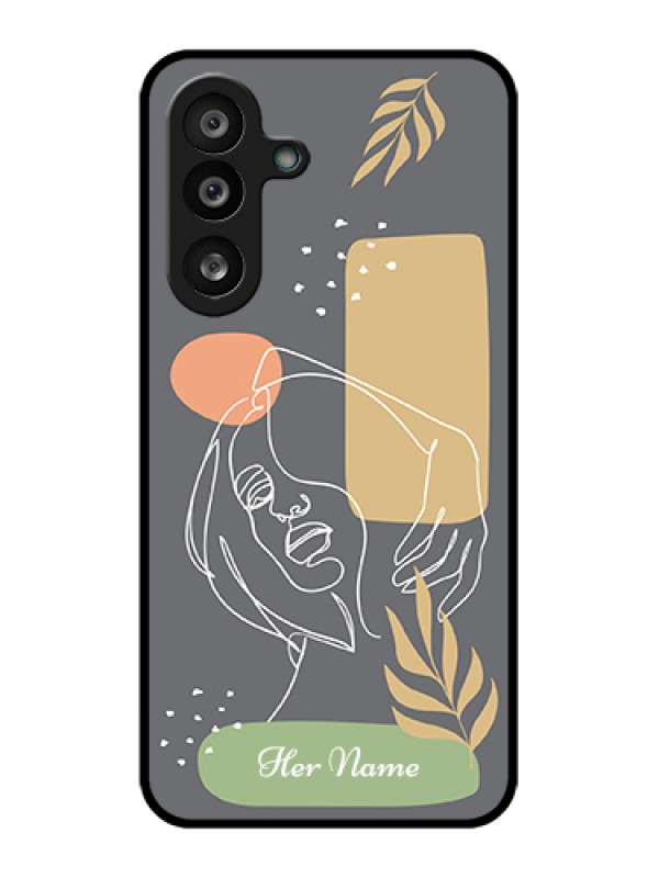 Custom Samsung Galaxy F56 5G Custom Glass Phone Case - Gazing Woman Line Art Design