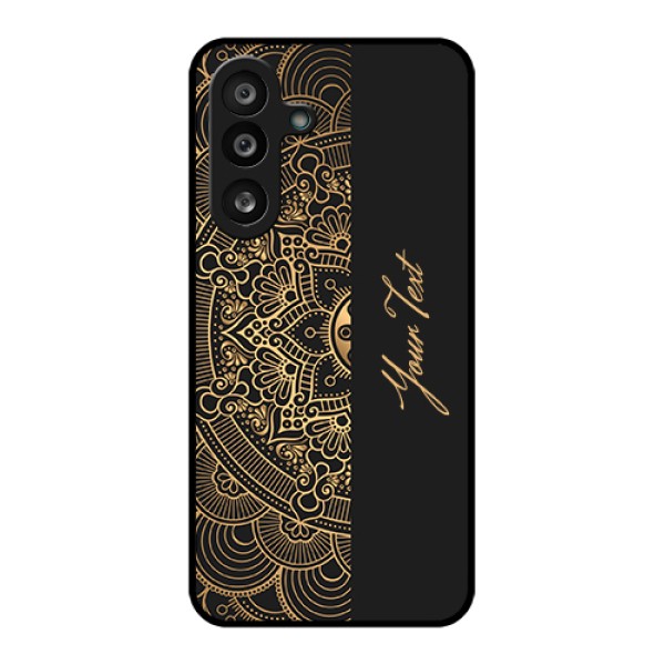 Samsung Galaxy F56 5G Custom Glass Phone Case - Mandala Art With Custom Text Design