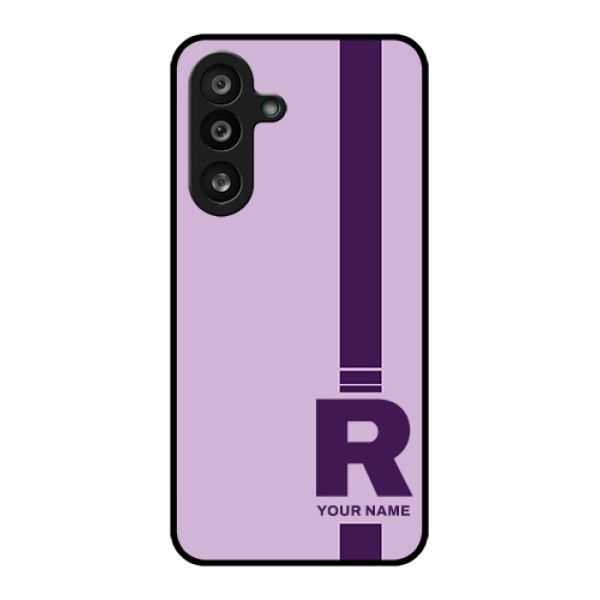 Samsung Galaxy F56 5G Custom Glass Phone Case - Simple Dual Tone Stripe With Name Design Samsung Galaxy F56 5G Custom Glass Phone Case - Simple Dual Tone Stripe With Name Design