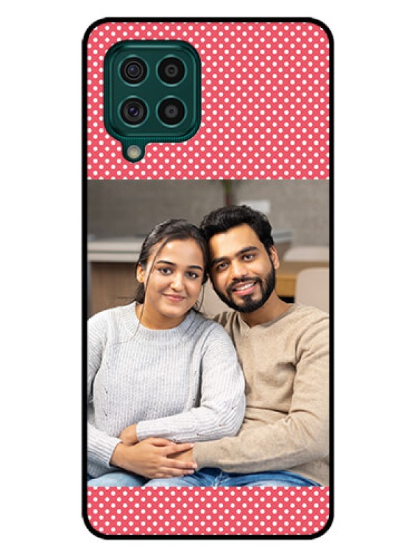 Custom Galaxy F62 Custom Glass Phone Case - White Dotted Design