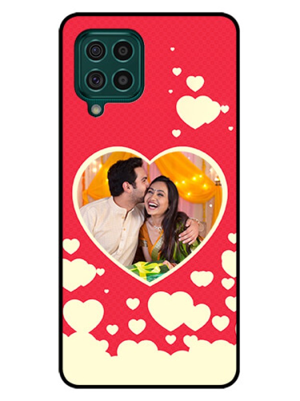 Custom Galaxy F62 Custom Glass Mobile Case - Love Symbols Phone Cover Design