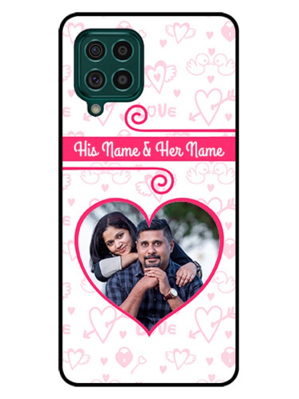 Custom Galaxy F62 Personalized Glass Phone Case - Heart Shape Love Design