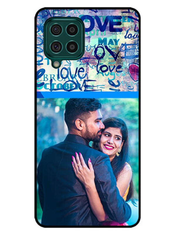 Custom Galaxy F62 Custom Glass Mobile Case - Colorful Love Design