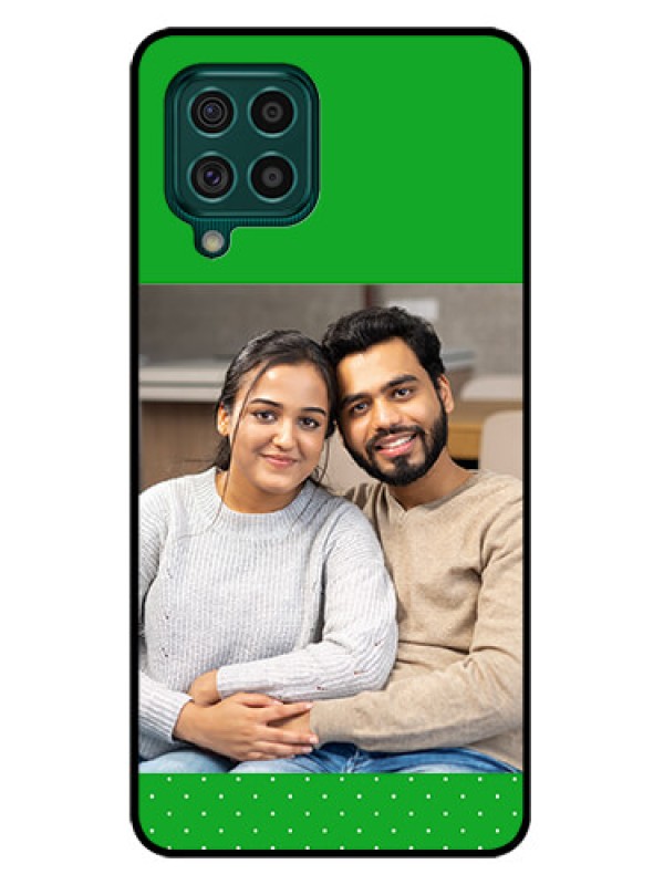 Custom Galaxy F62 Personalized Glass Phone Case - Green Pattern Design